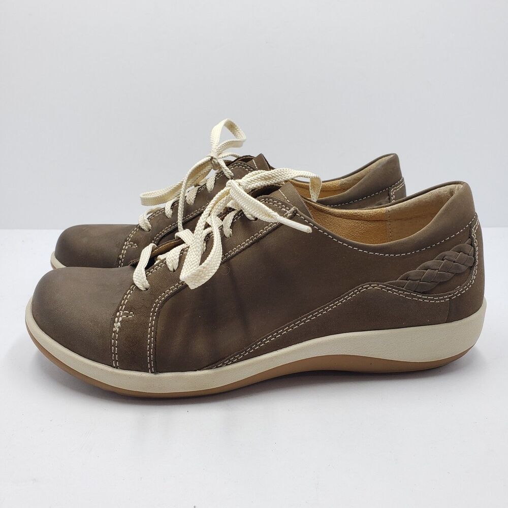Aetrex Dana Brown Leather Lace Up Comfort Support Sneakers Womens 8.5 - Picture 2 of 11
